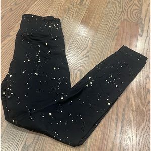 Size Medium Spiritual Gangster black with gold foil splatter leggings